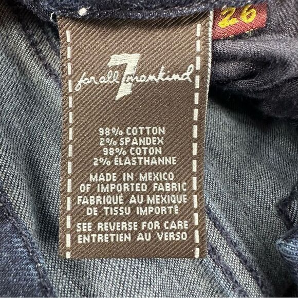 7 FOR ALL MANKIND Women’s Dark Wash Flared Denim “A” Pocket Jeans Sz 26 - Picture 8 of 10